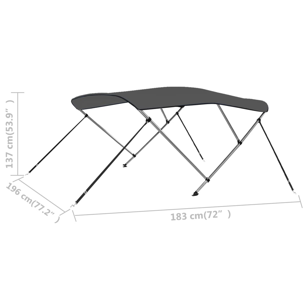 vidaXL 3 Bow Bimini Top Anthracite 183x196x137 cm