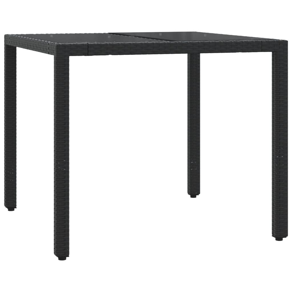 vidaXL 3 Piece Garden Dining Set with Cushions Black Poly Rattan
