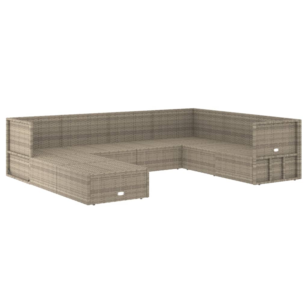 vidaXL 8 Piece Garden Lounge Set with Cushions Grey Poly Rattan
