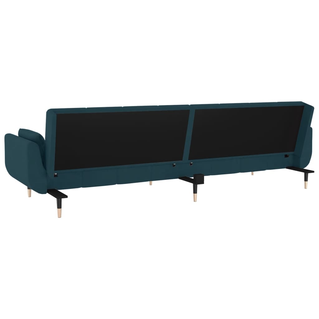 vidaXL 2-Seater Sofa Bed with Two Pillows Blue Velvet