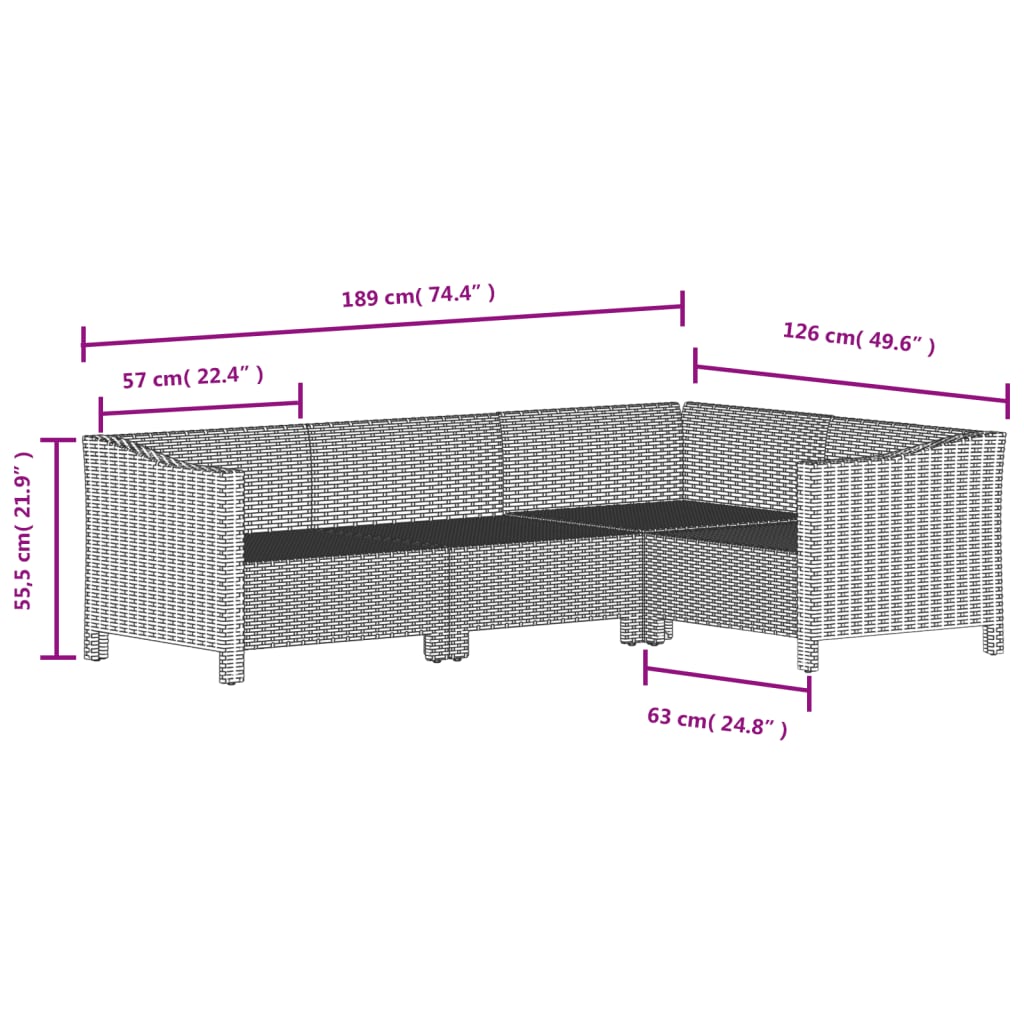 vidaXL 7 Piece Garden Lounge Set with Cushions Grey Poly Rattan