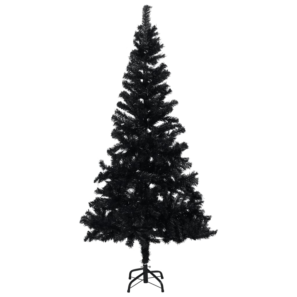 vidaXL Artificial Pre-lit Christmas Tree with Stand Black 120 cm PVC