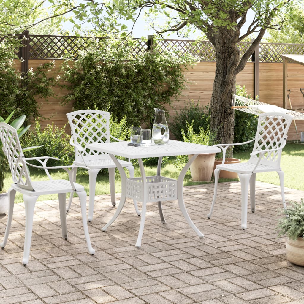 vidaXL Garden Table White 80x80x75 cm Cast Aluminium