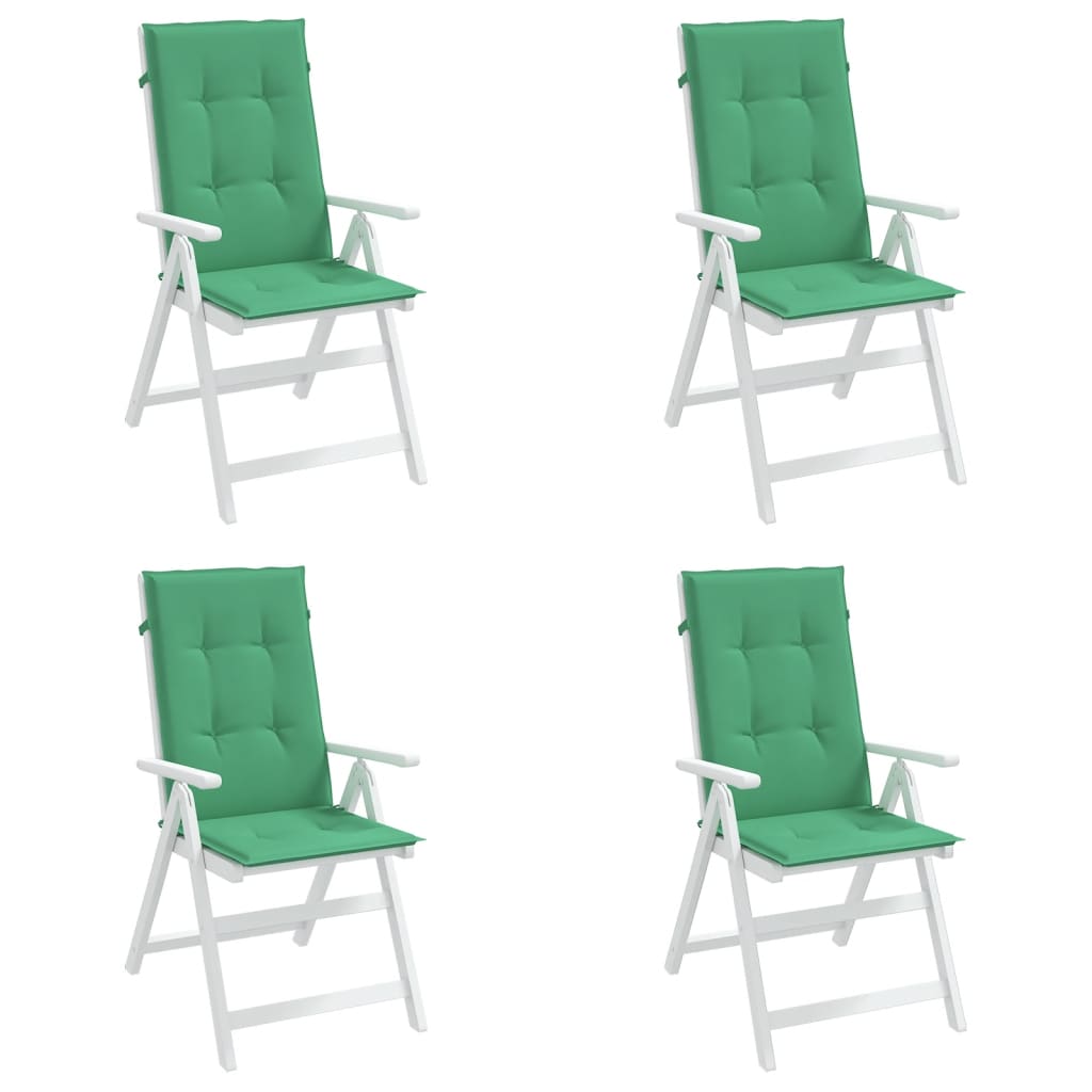 vidaXL Garden Highback Chair Cushions 4 pcs Green 120x50x3 cm Fabric