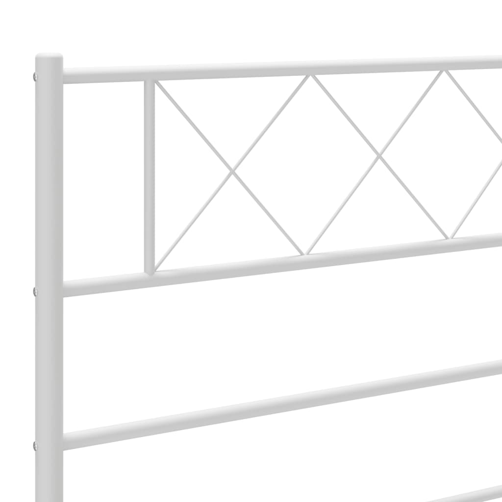 vidaXL Metal Bed Frame with Headboard and Footboard White 100x200 cm