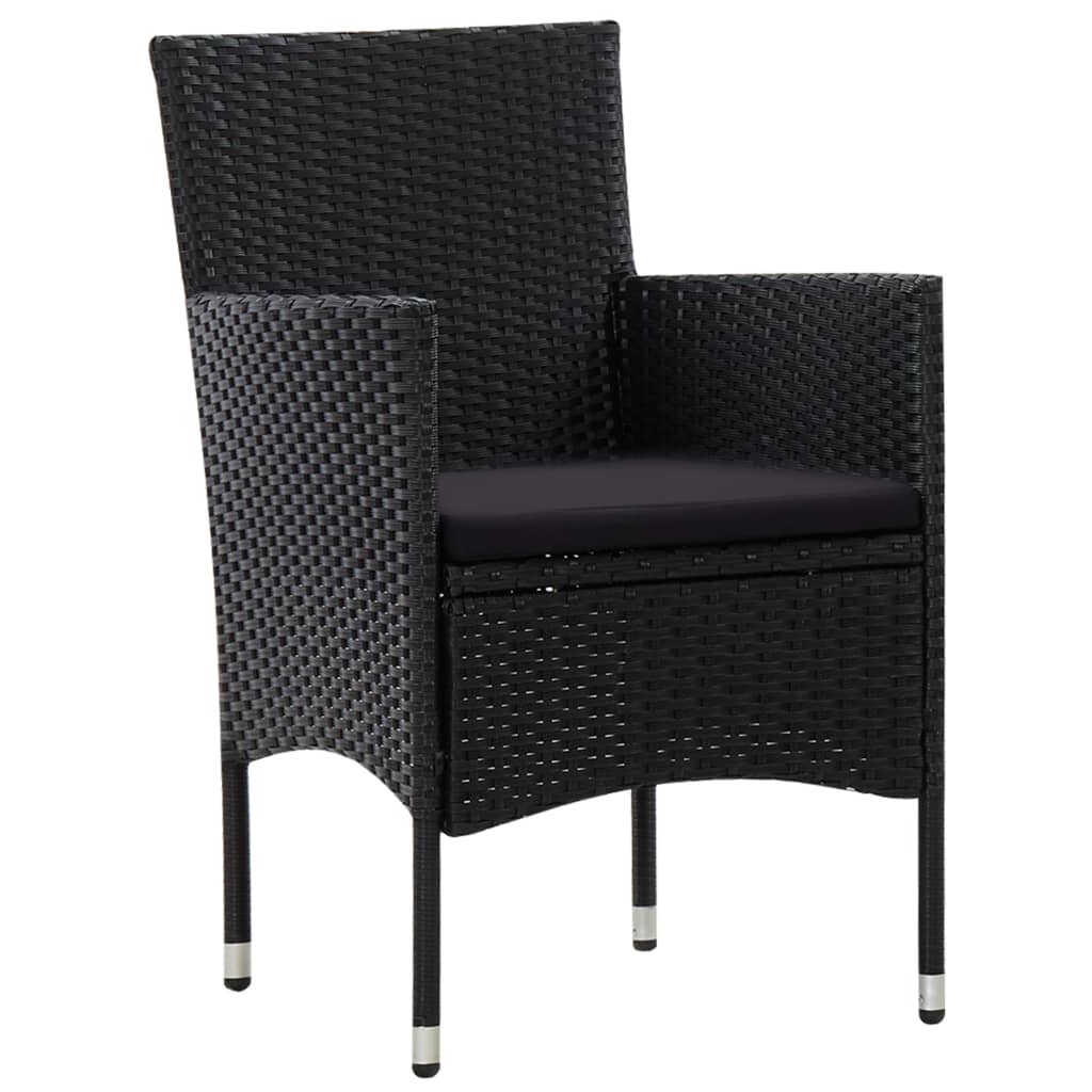 vidaXL 5 Piece Garden Lounge Set With Cushions Poly Rattan Black