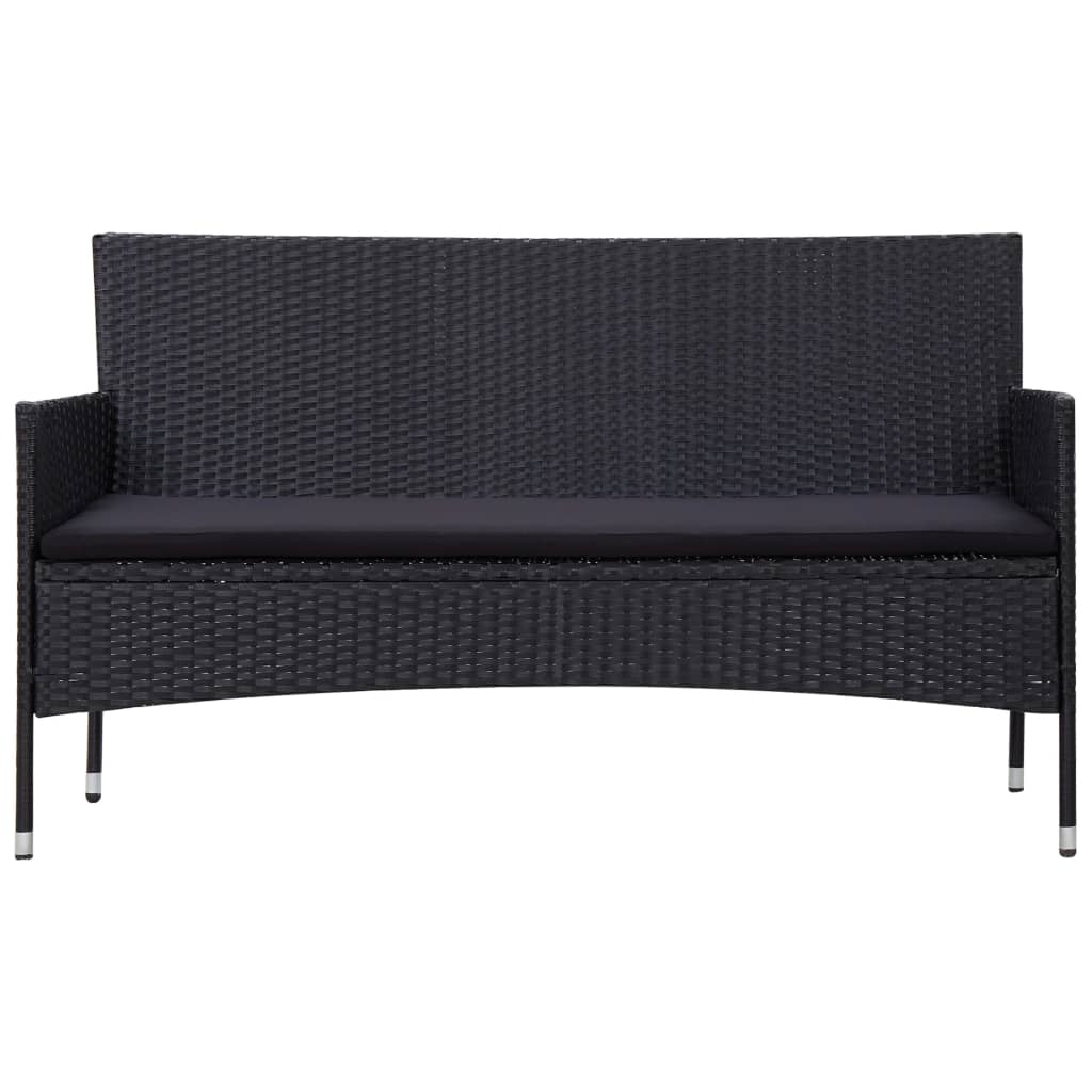 vidaXL 5 Piece Garden Lounge Set With Cushions Poly Rattan Black