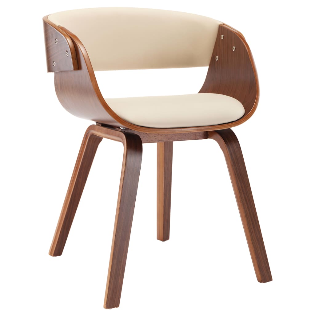 vidaXL Dining Chair Cream Bent Wood and Faux Leather