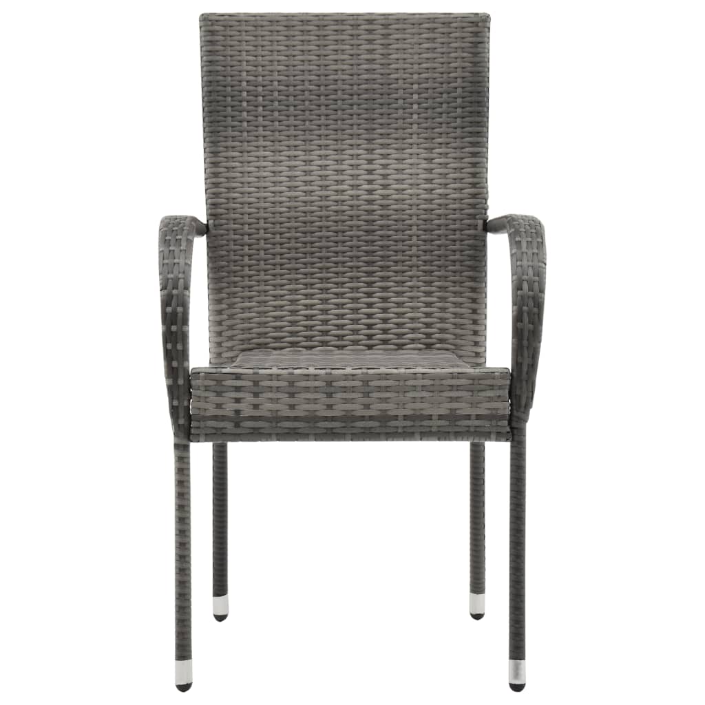 vidaXL Stackable Outdoor Chairs 6 pcs Grey Poly Rattan