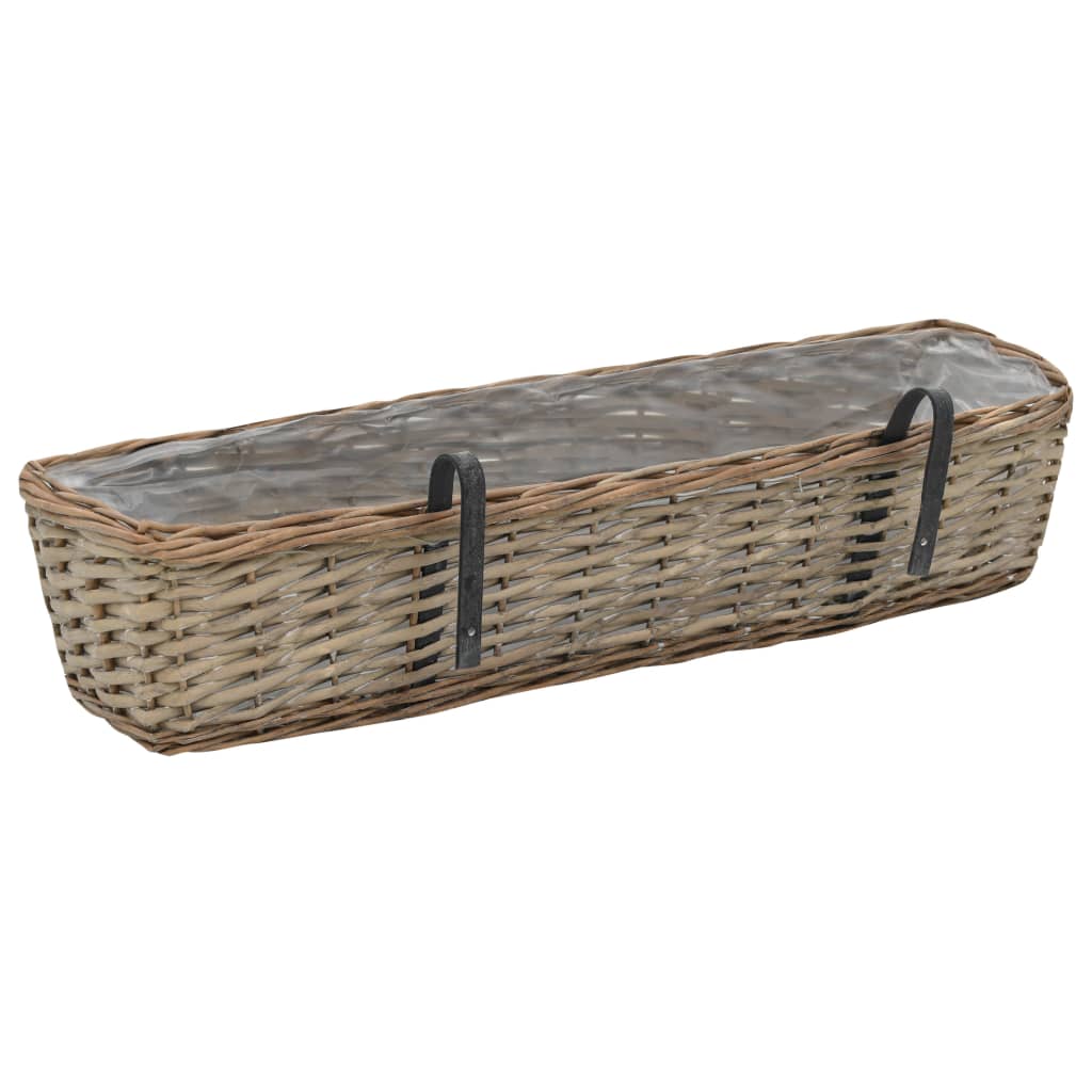 vidaXL Balcony Planter 2 pcs Wicker with PE Lining 80 cm