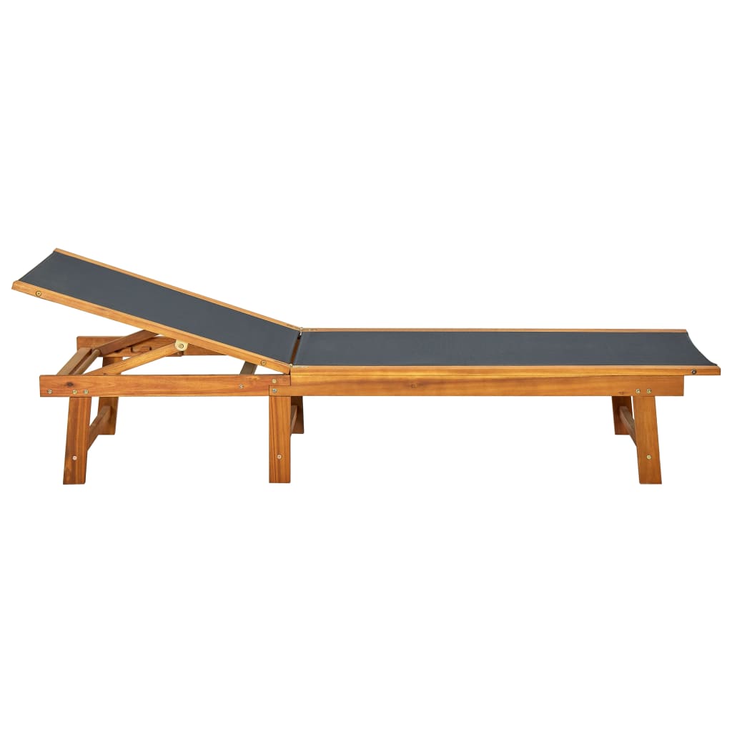 vidaXL Sun Lounger Solid Acacia Wood and Textilene