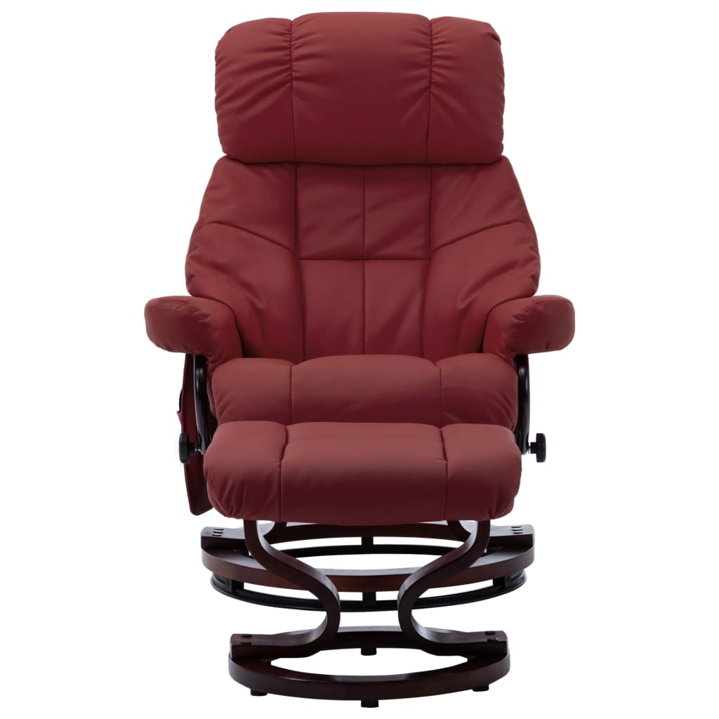 vidaXL Massage Reclining Chair Wine Red Faux Leather and Bentwood