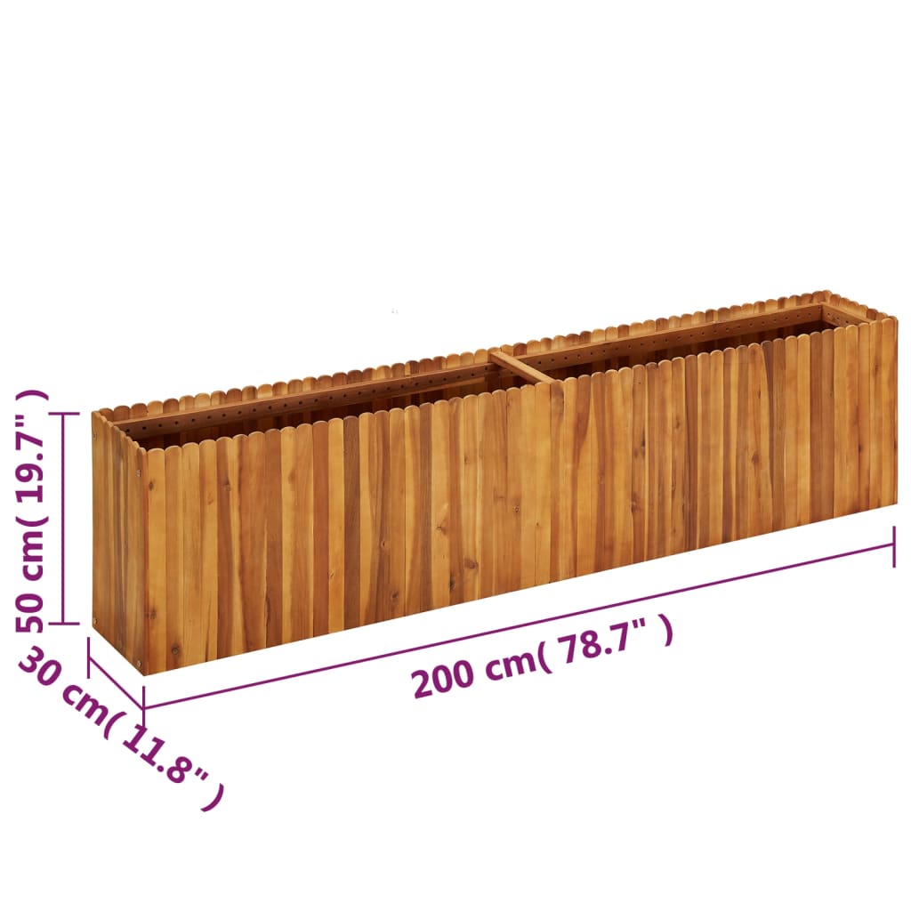 vidaXL Garden Raised Bed 200x30x50 cm Solid Acacia Wood