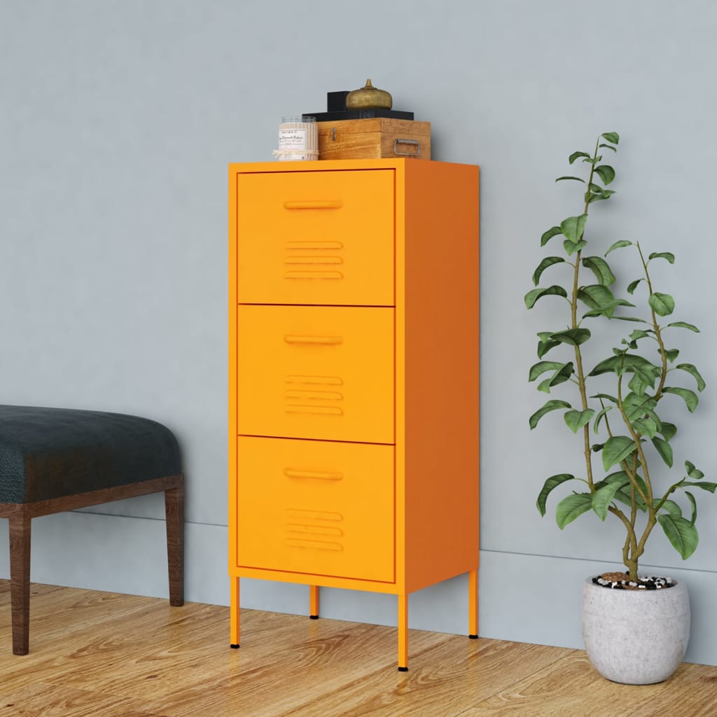 vidaXL Storage Cabinet Mustard Yellow 42.5x35x101.5 cm Steel