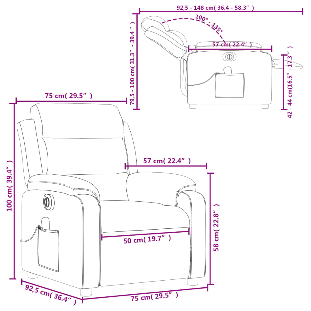 vidaXL Electric Massage Recliner Chair Dark Grey Fabric