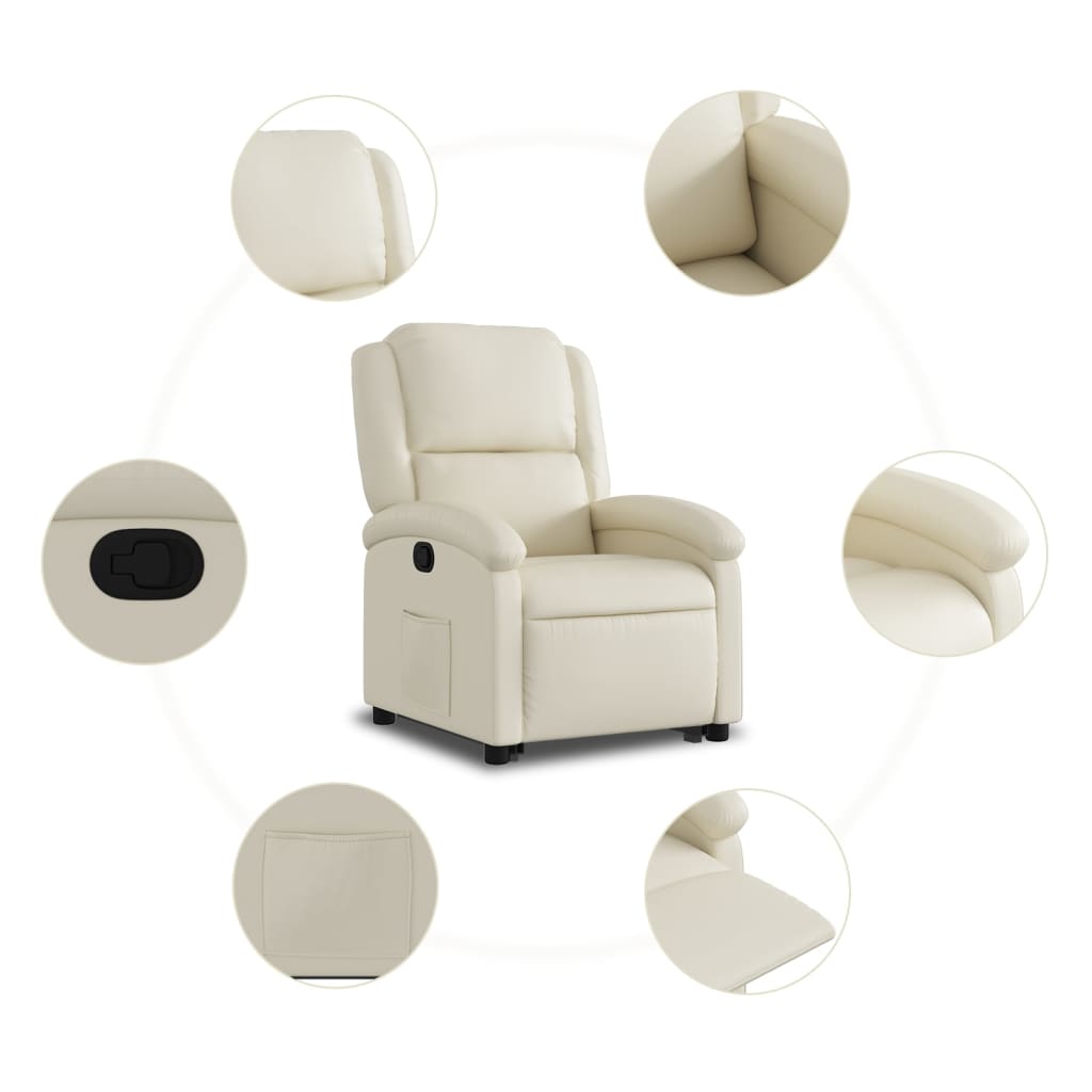 vidaXL Stand up Recliner Chair Cream Faux Leather