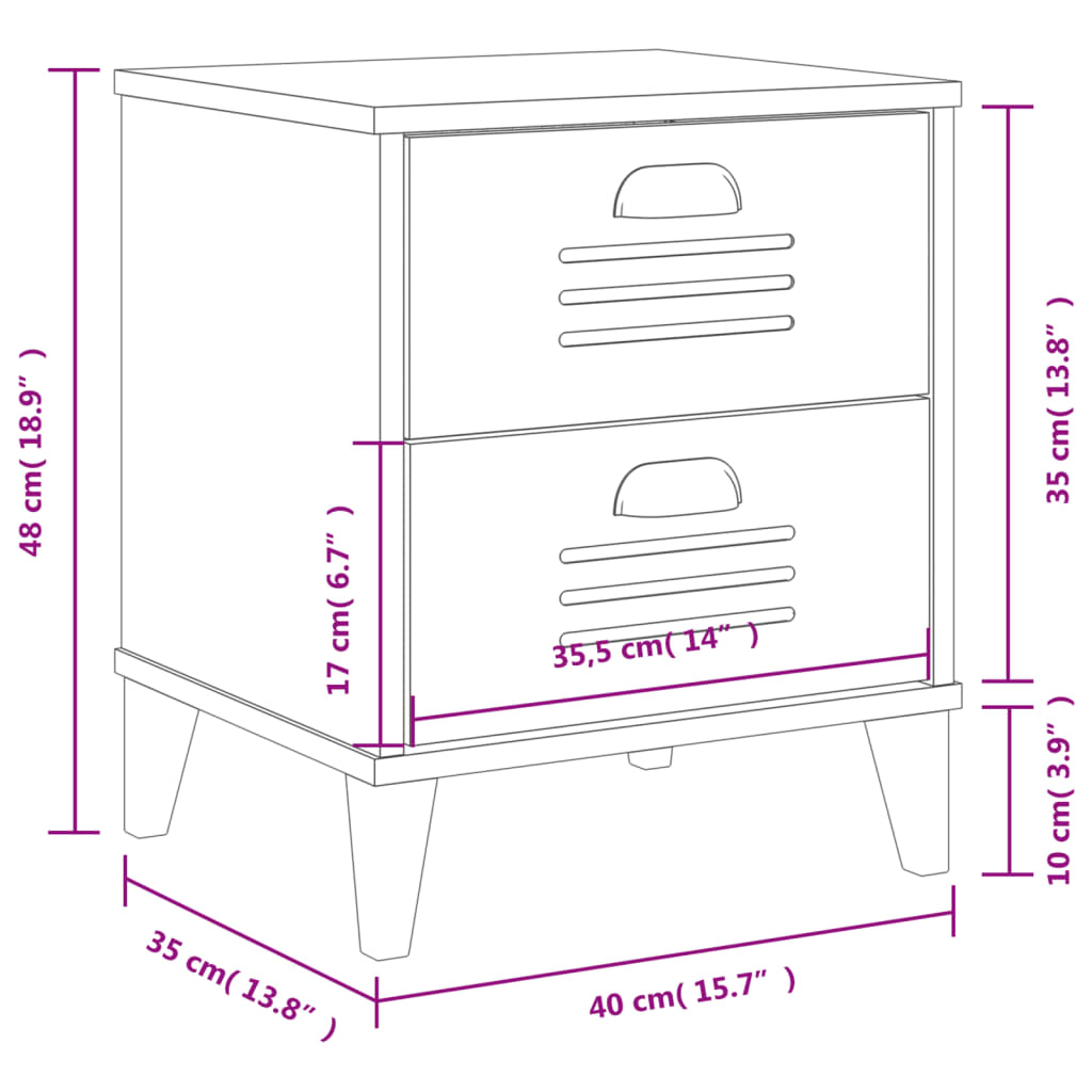 vidaXL Bedside Cabinet VIKEN Black Engineered Wood