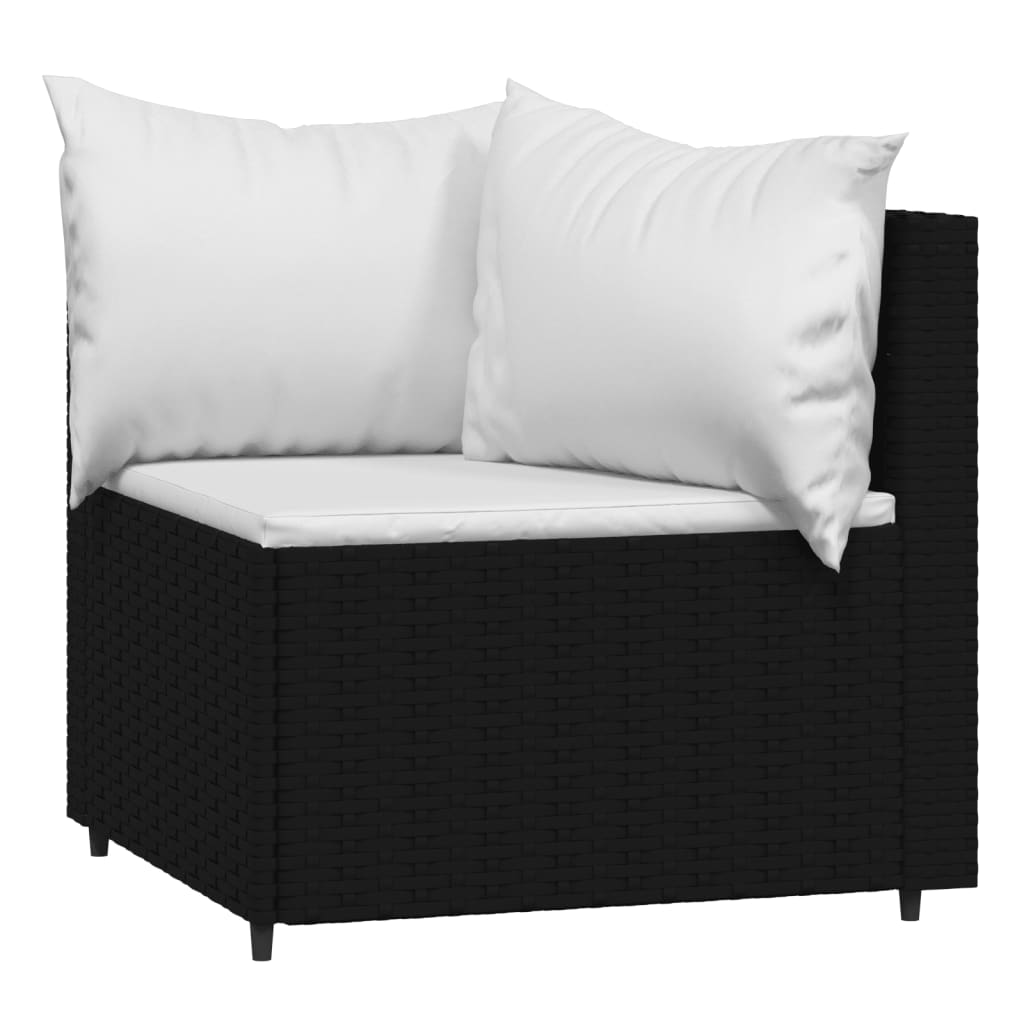 vidaXL 3 Piece Garden Lounge Set with Cushions Black Poly Rattan