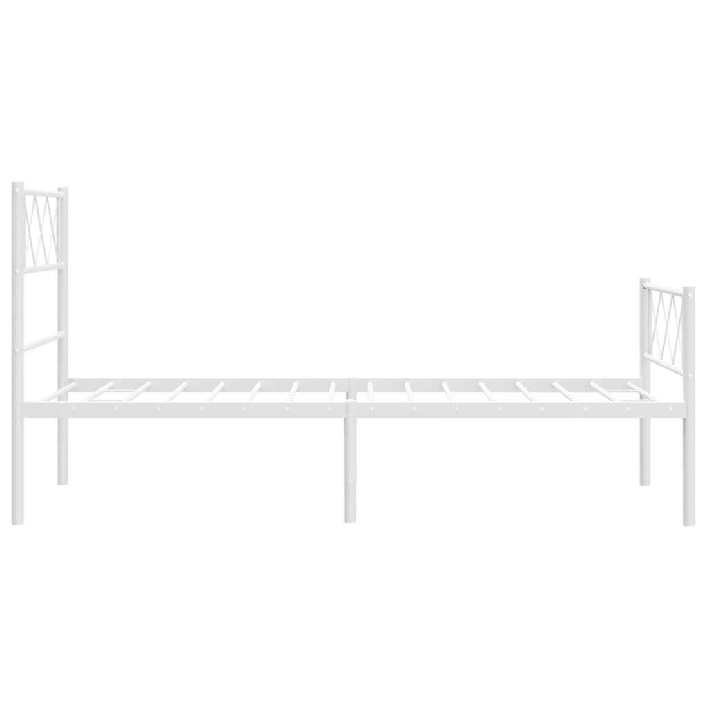 vidaXL Metal Bed Frame with Headboard and Footboard White 100x200 cm