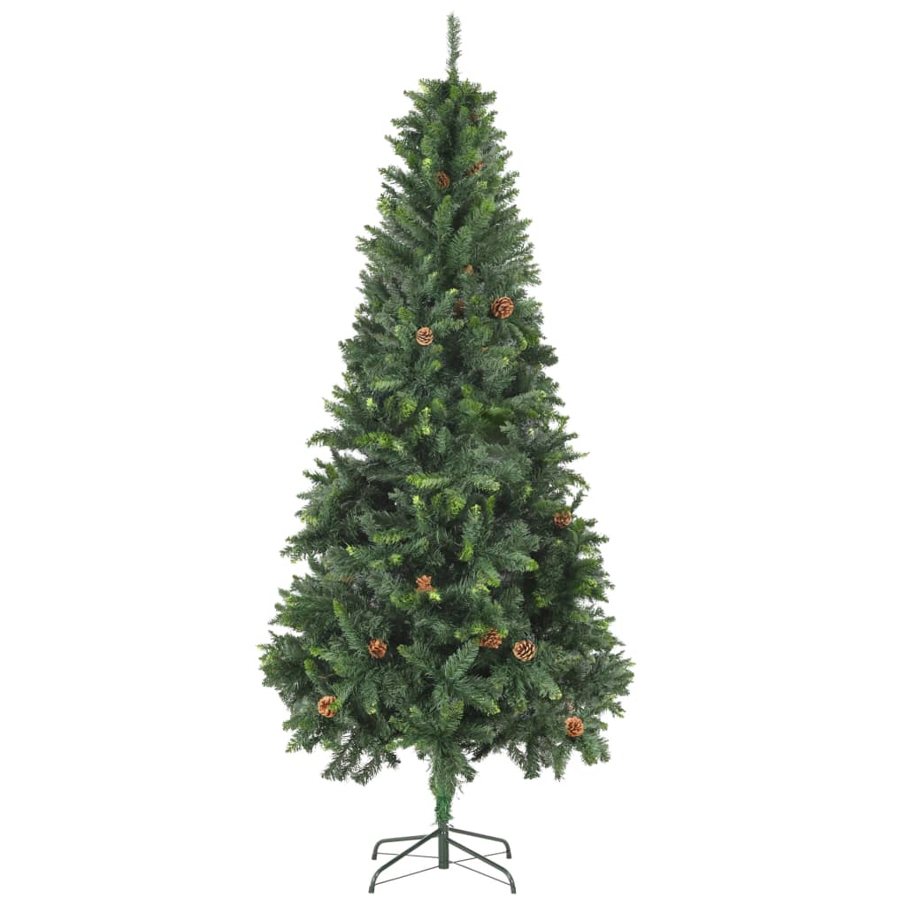 vidaXL Artificial Christmas Tree with Pine Cones Green 210 cm