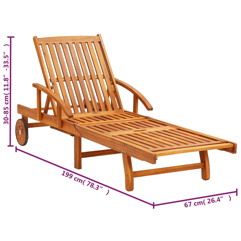 vidaXL Sun Loungers 2 pcs with Cushions Solid Wood Acacia