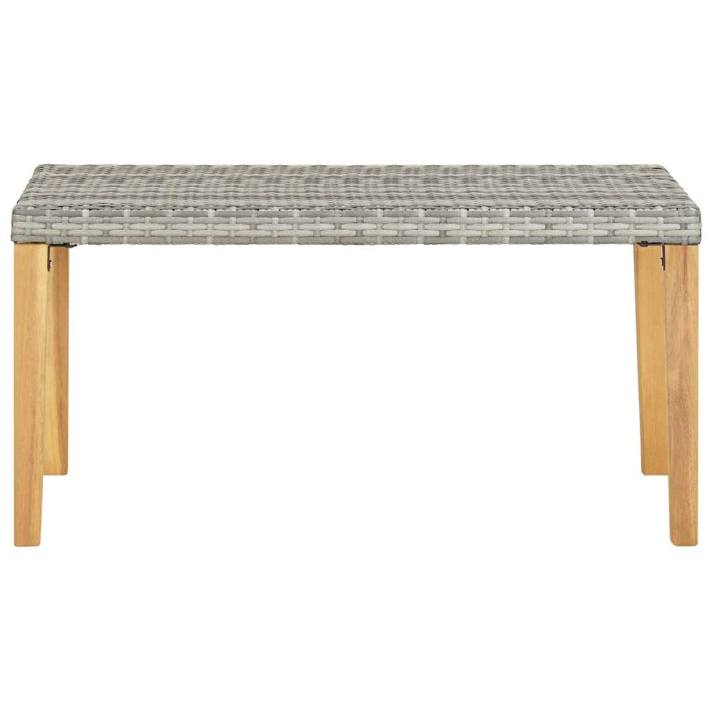 vidaXL Garden Bench 120 cm Grey Poly Rattan and Solid Acacia Wood