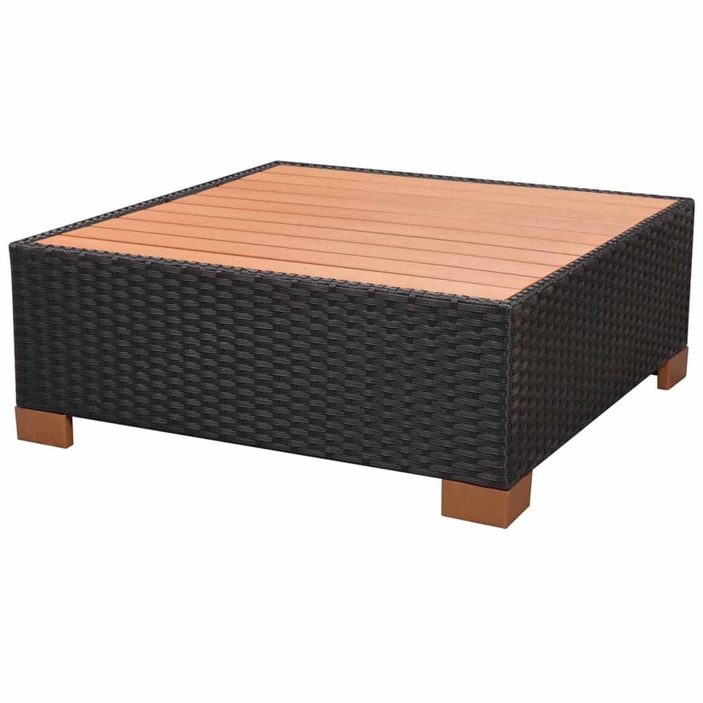 vidaXL 8 Piece Garden Lounge Set with Cushions Poly Rattan Black
