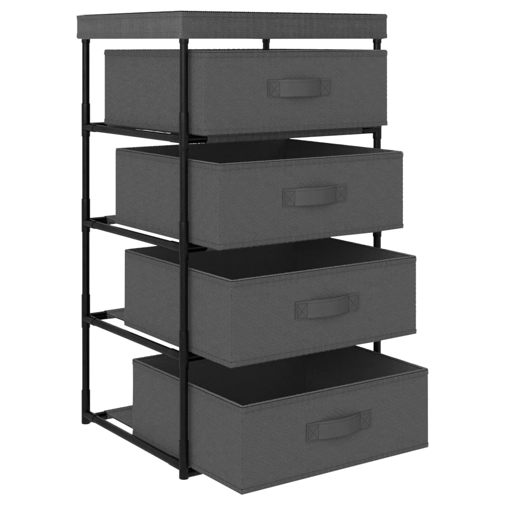 vidaXL Storage Rack with 4 Fabric Baskets Steel Grey