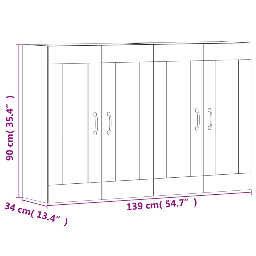 vidaXL Wall Mounted Cabinets 2 pcs White Engineered Wood