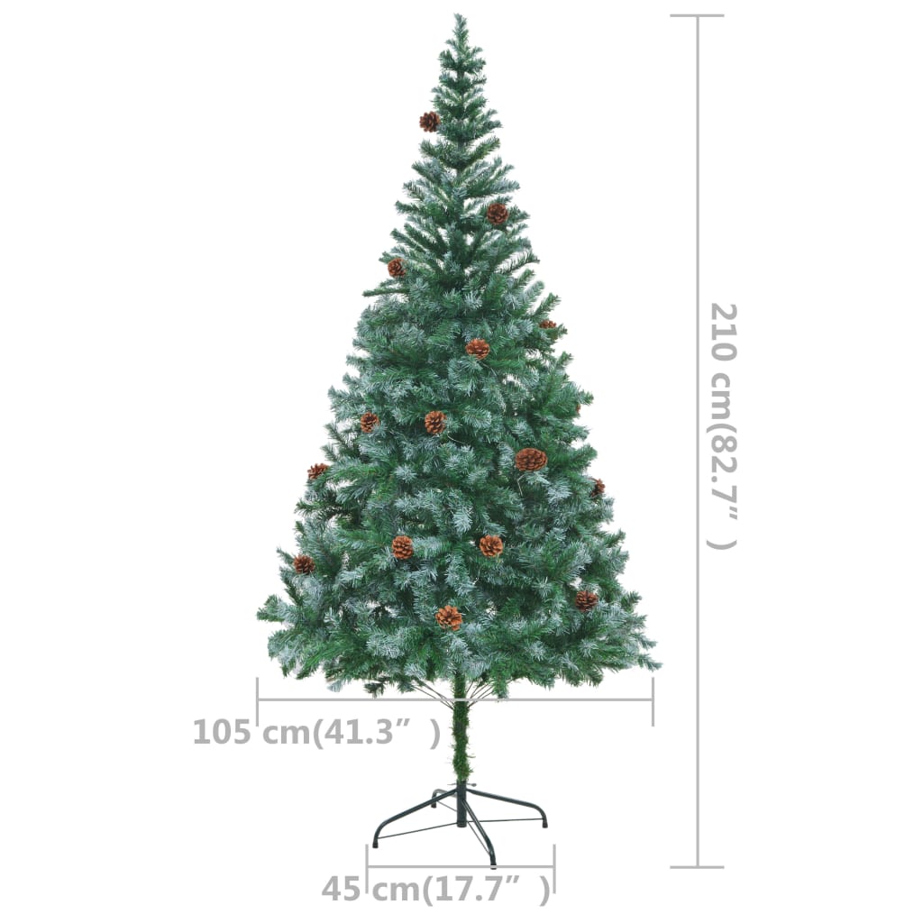 vidaXL Artificial Pre-lit Christmas Tree with Pinecones 210 cm