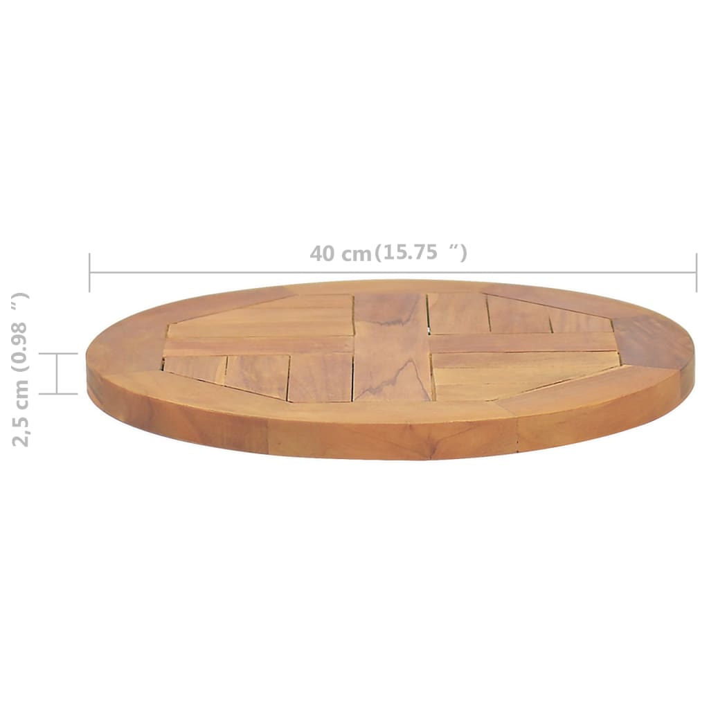 vidaXL Table Top Solid Teak Wood Round 2.5 cm 40 cm