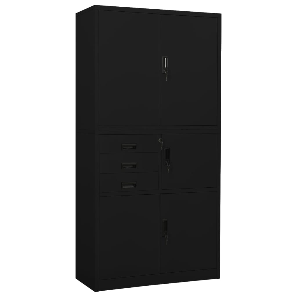 vidaXL Office Cabinet Black 90x40x180 cm Steel