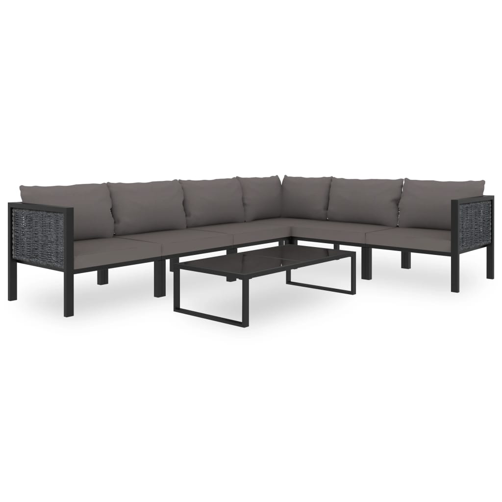 vidaXL Sectional Corner Sofa with Left Armrest Poly Rattan Anthracite