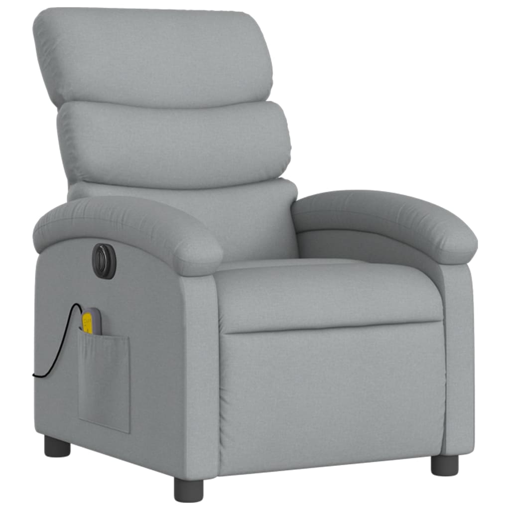 vidaXL Electric Massage Recliner Chair Light Grey Fabric