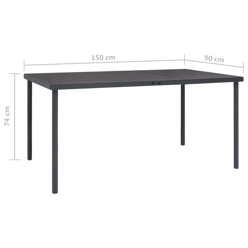 vidaXL Outdoor Dining Table Anthracite 150x90x74 cm Steel