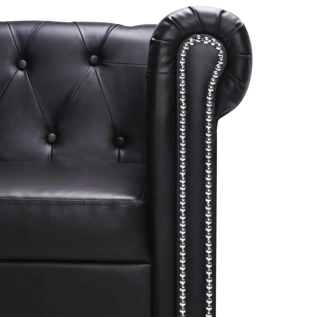 vidaXL L-shaped Chesterfield Sofa Artificial Leather Black