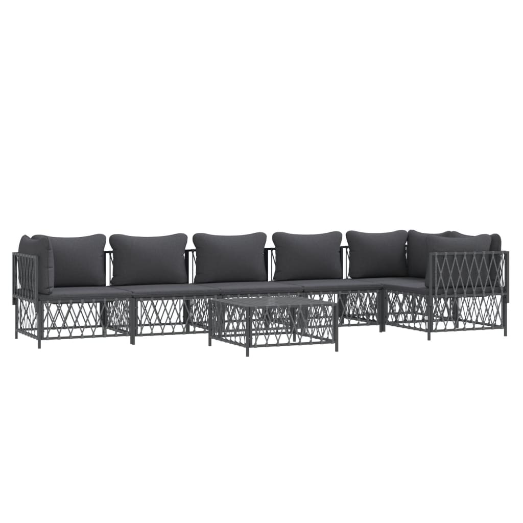vidaXL 7 Piece Garden Lounge Set with Cushions Anthracite Steel