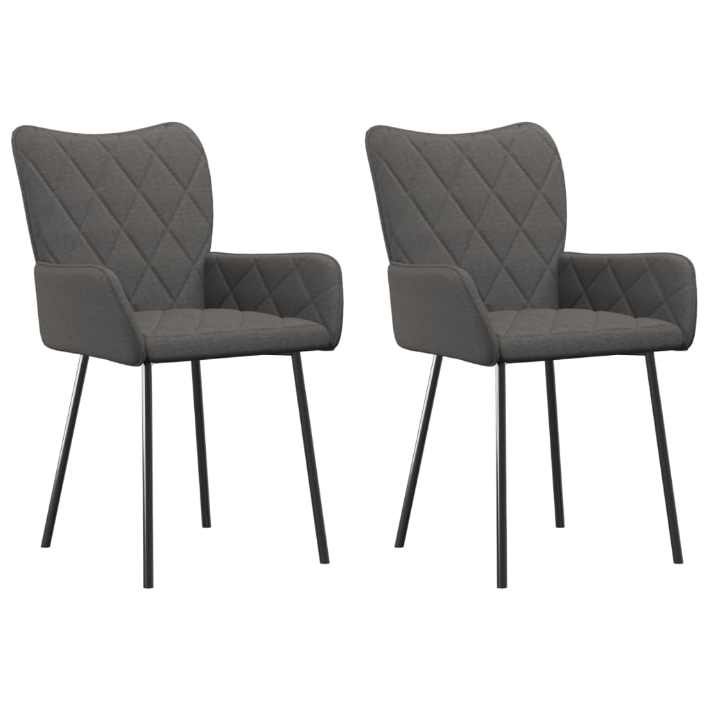 vidaXL Dining Chairs 2 pcs Dark Grey Fabric