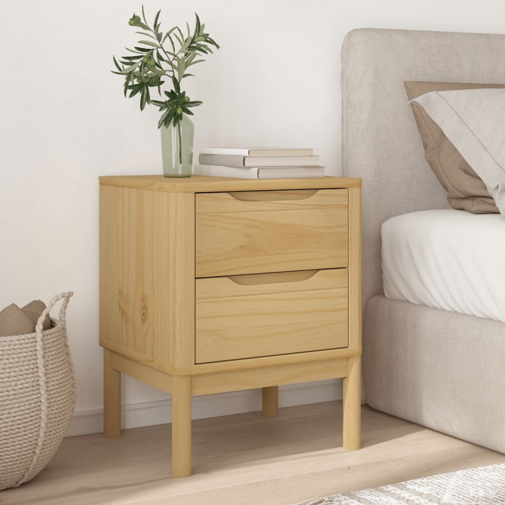 vidaXL Bedside Cabinet FLORO Wax Brown 45x39x57 cm Solid Wood Pine