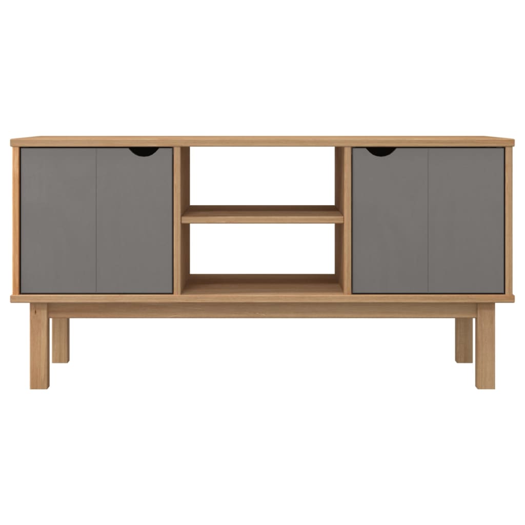 vidaXL TV Cabinet OTTA Brown and Grey 113.5x43x57 cm Solid Wood Pine
