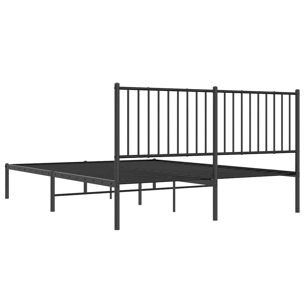 vidaXL Metal Bed Frame without Mattress with Headboard Black 150x200cm