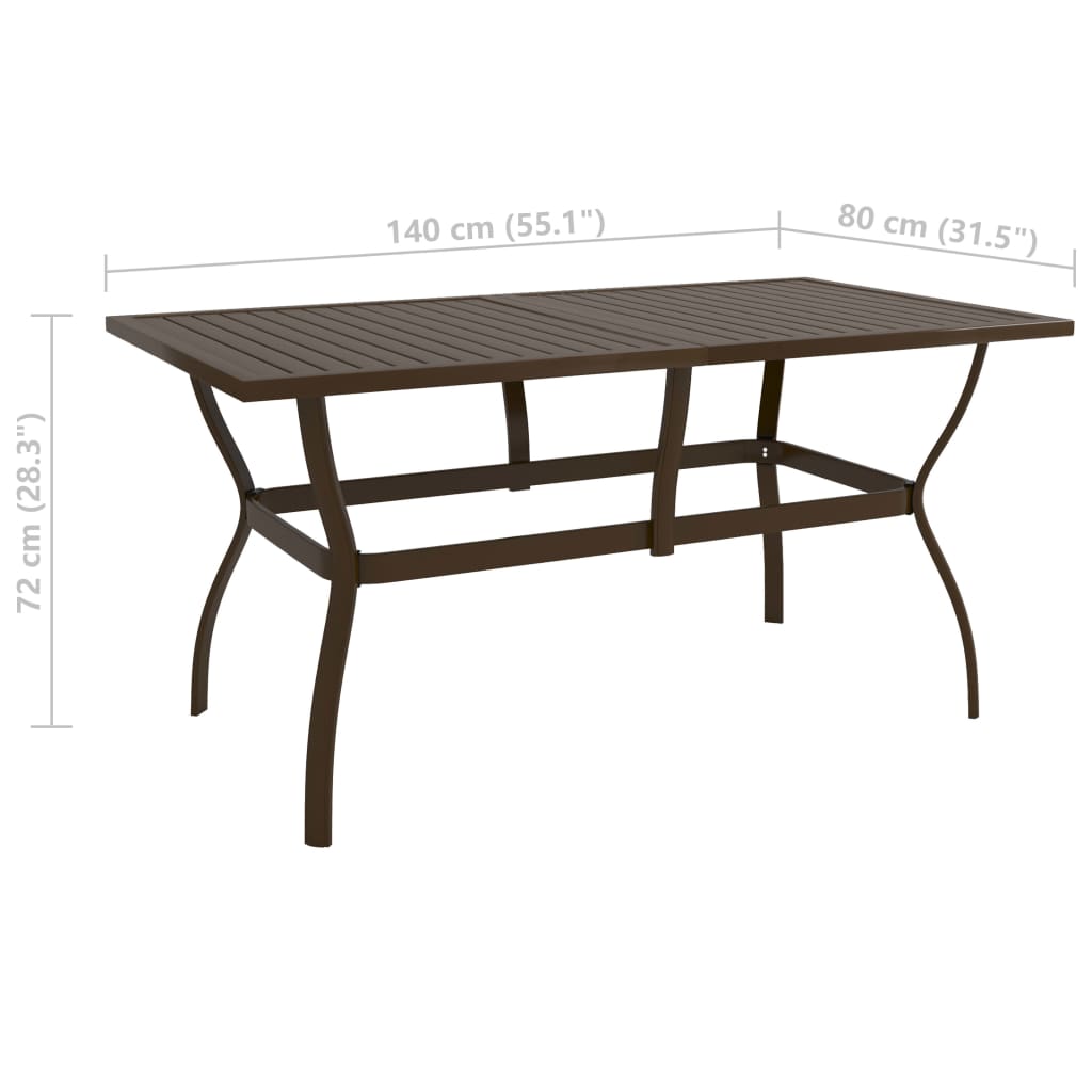 vidaXL Garden Table Brown 140x80x72 cm Steel