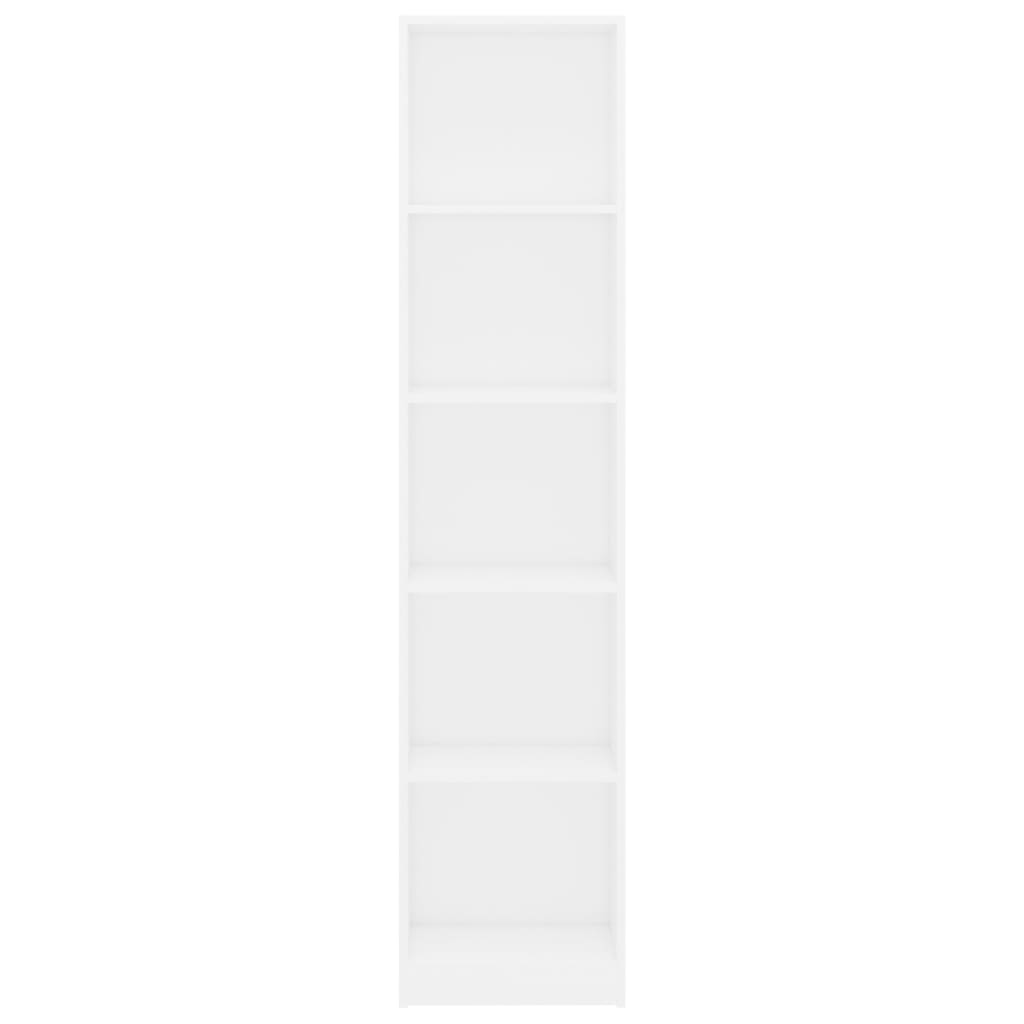 vidaXL 5-Tier Book Cabinet White 40x24x175 cm Engineered Wood