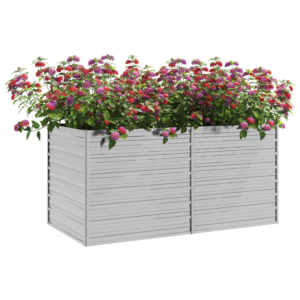 vidaXL Garden Raised Bed 160x80x77 cm Galvanized Steel Silver