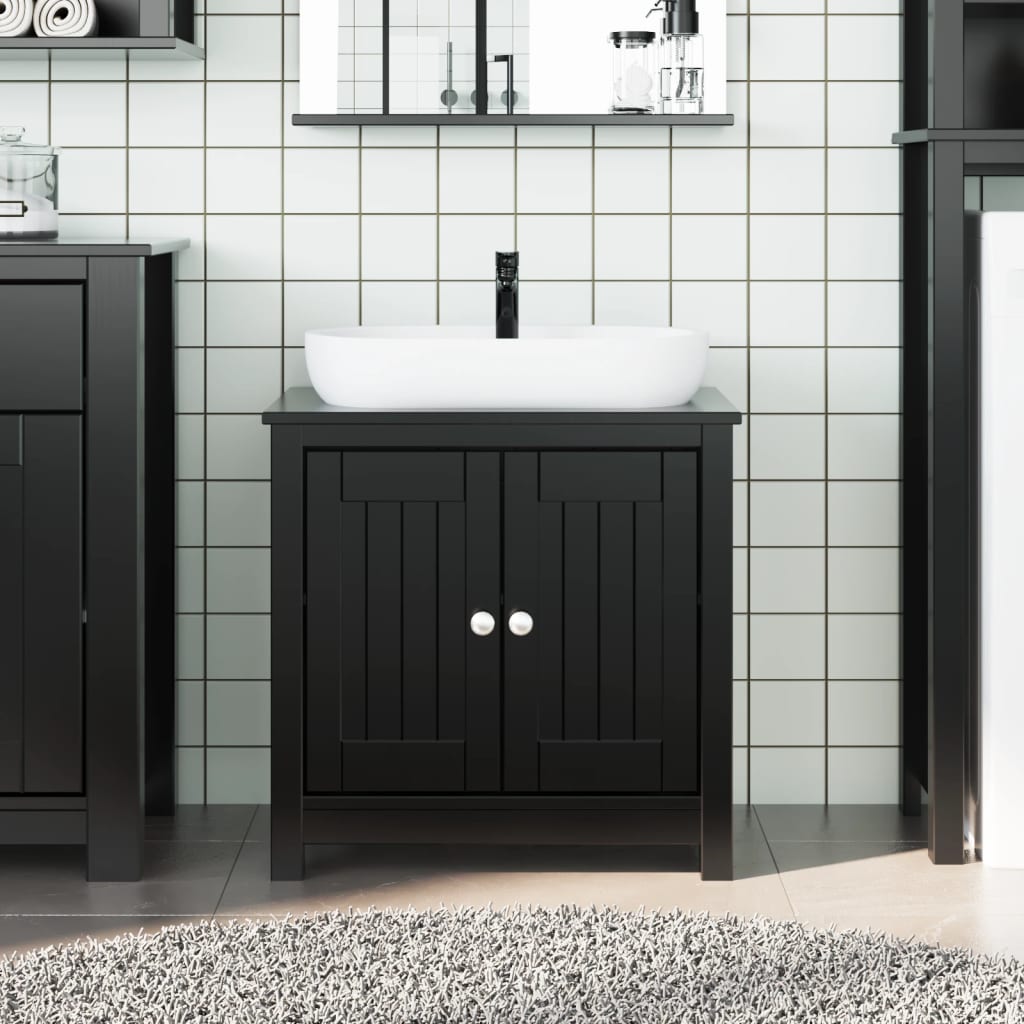 vidaXL Bathroom Sink Cabinet BERG Black 60x34x59 cm Solid Wood Pine