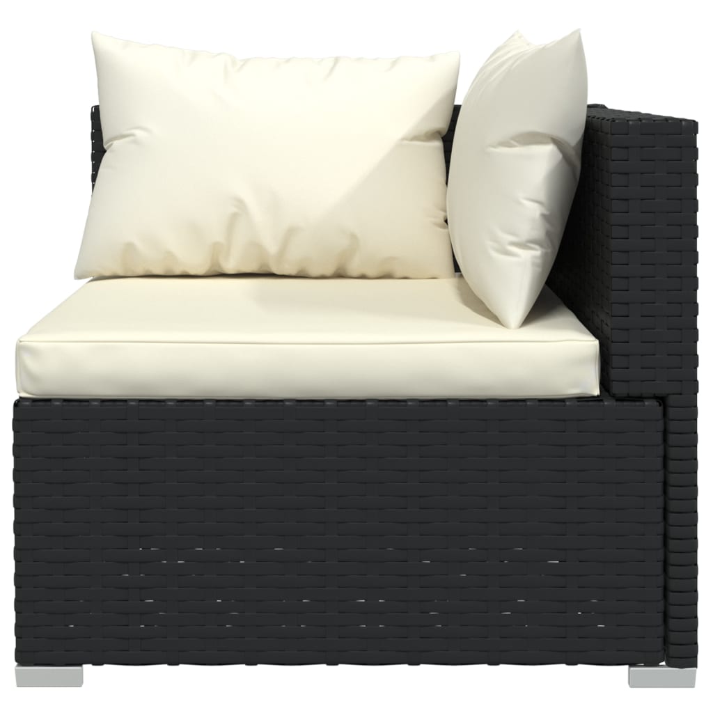 vidaXL 8 Piece Garden Lounge Set with Cushions Poly Rattan Black