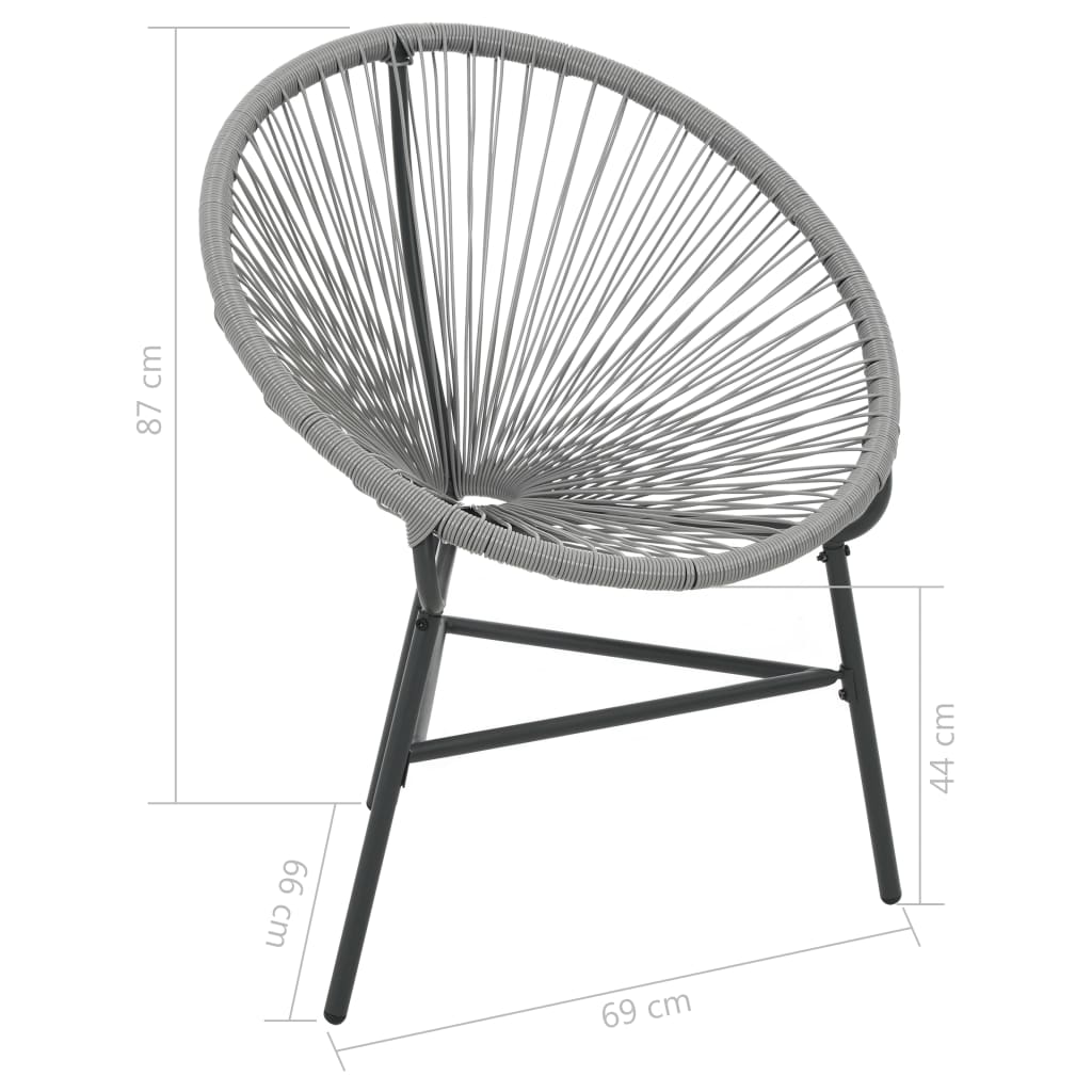 vidaXL Garden Moon Chair Poly Rattan Grey