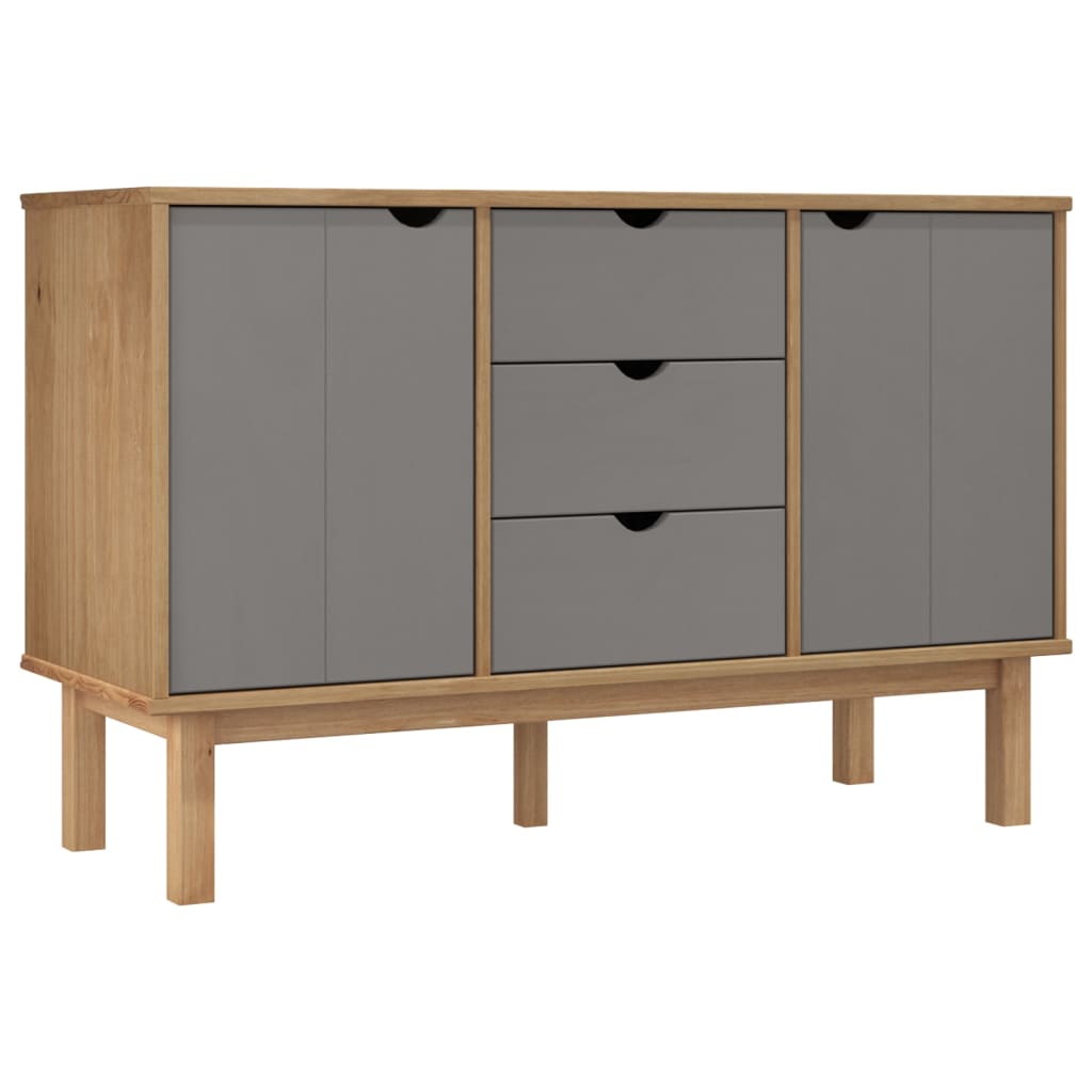 vidaXL Sideboard OTTA Brown and Grey 113.5x43x73 cm Solid Wood Pine