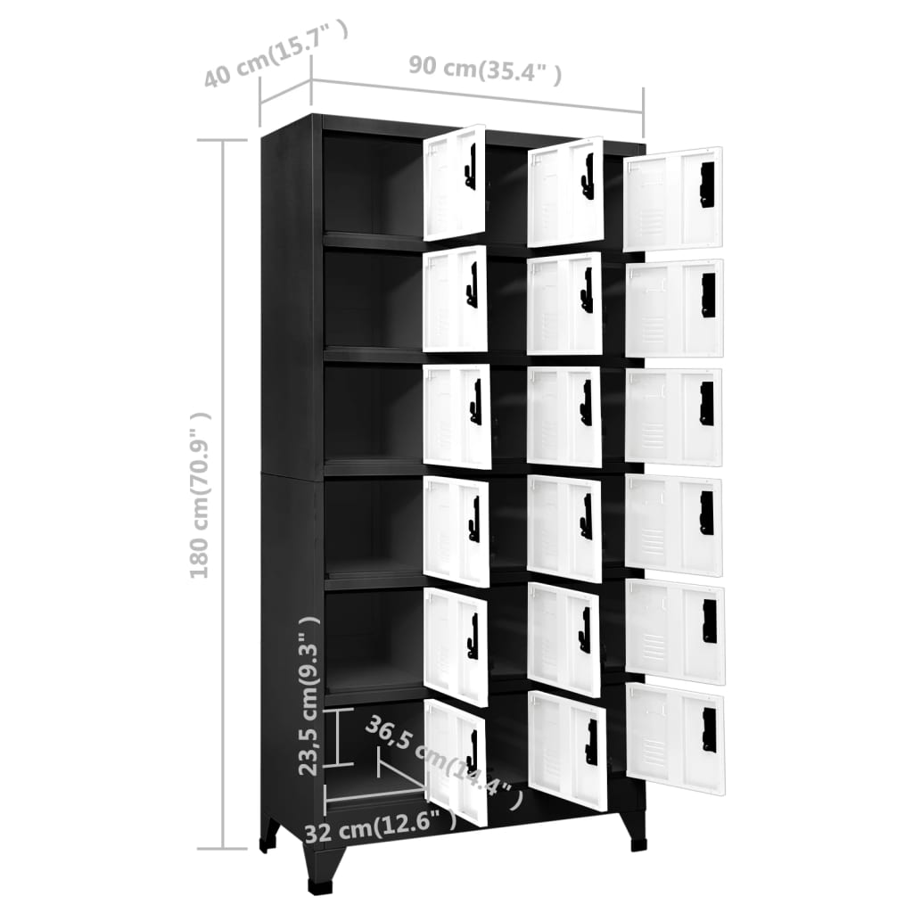vidaXL Locker Cabinet Anthracite and White 90x40x180 cm Steel