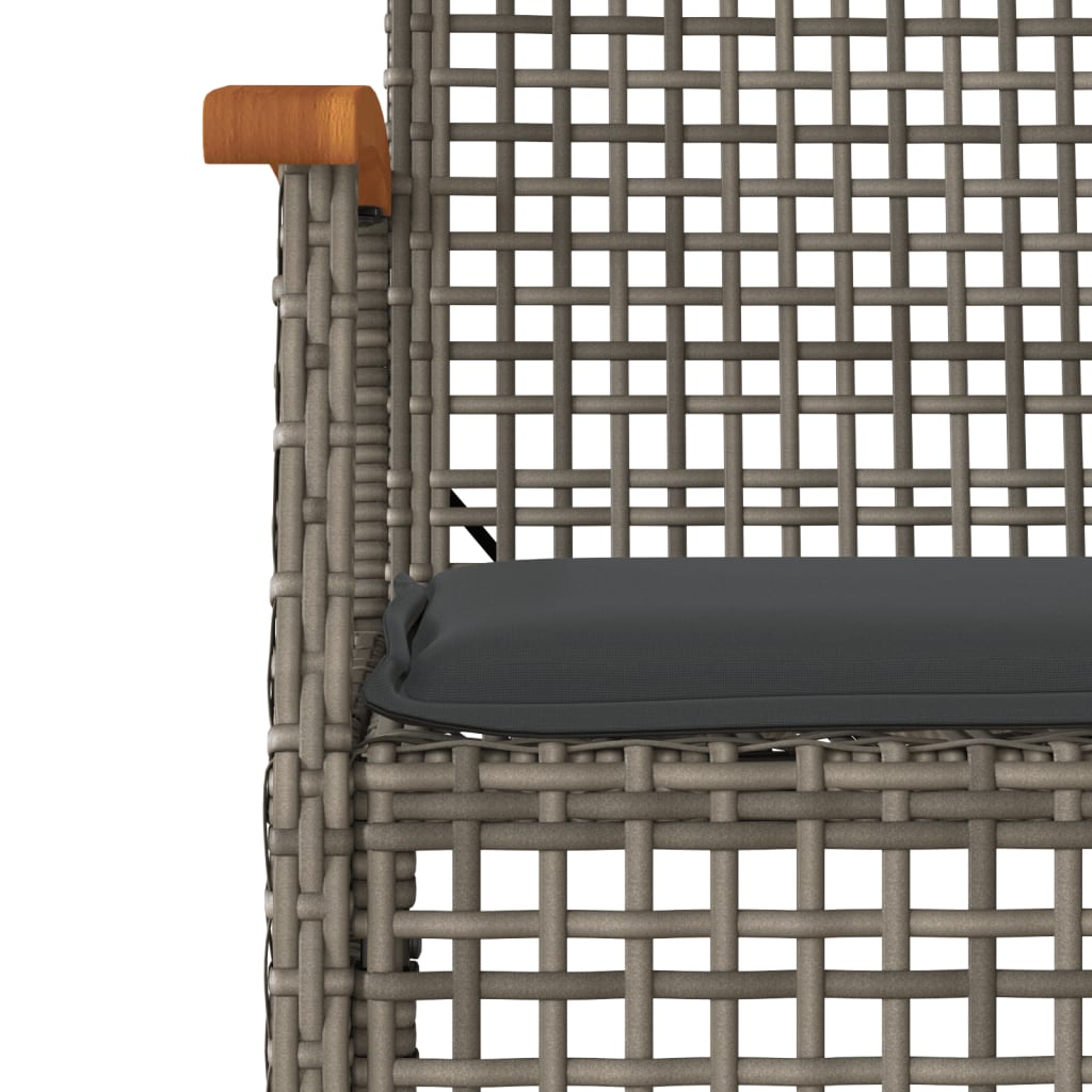 vidaXL 5 Piece Garden Dining Set with Cushions Grey Poly Rattan
